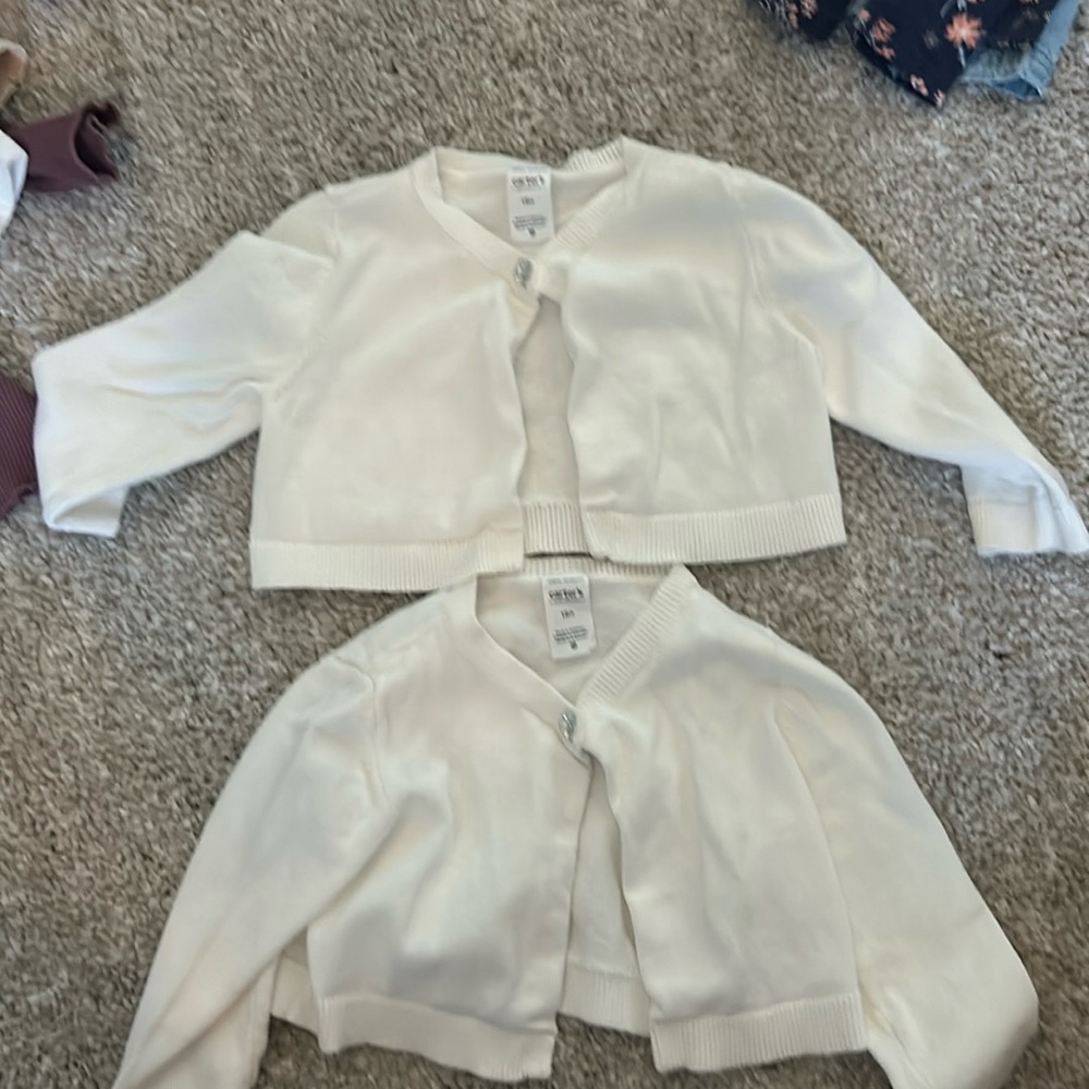 Carters, 18 month, White cardigan with crystal single button